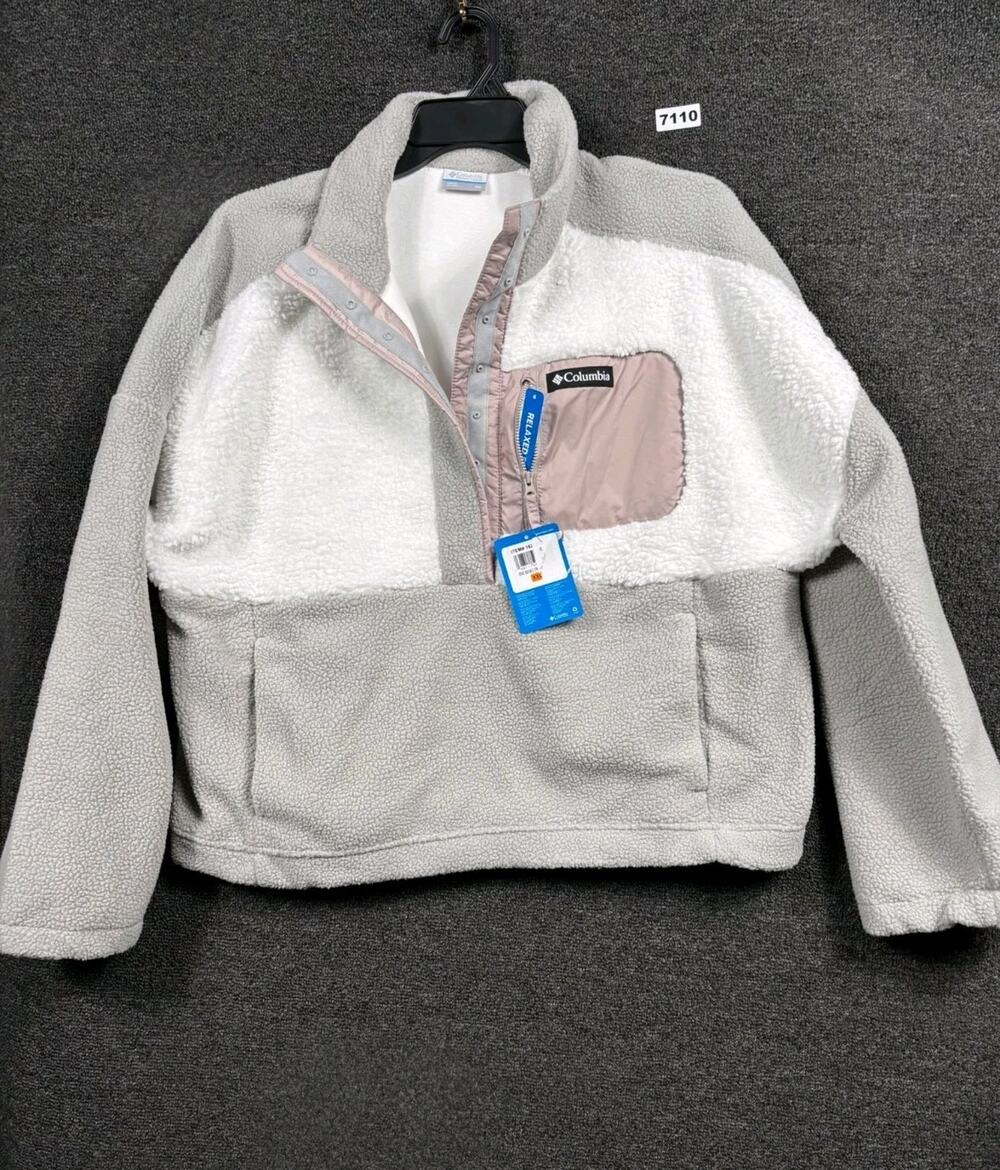 Columbia Lodge Sherpa 1/2 Snap Fleece Pullover Sweatshirt Womens Sz XXL Gray NEW